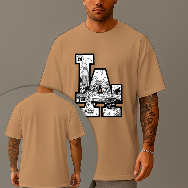 Camiseta Oversized Estampada LA Los Angeles Algodão Premium Fio 30.1 Penteado Nexstar