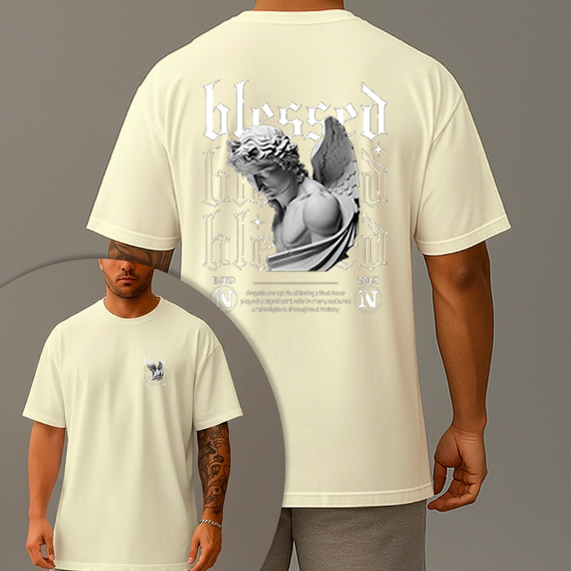 Camiseta Oversized Estampada Arcanjo Blessed Algodão Premium Fio 30.1 Penteado Nexstar