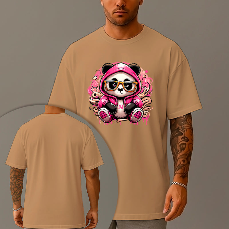 Camiseta Oversized Estampada Panda Bolado Algodão Premium Fio 30.1 Penteado Nexstar