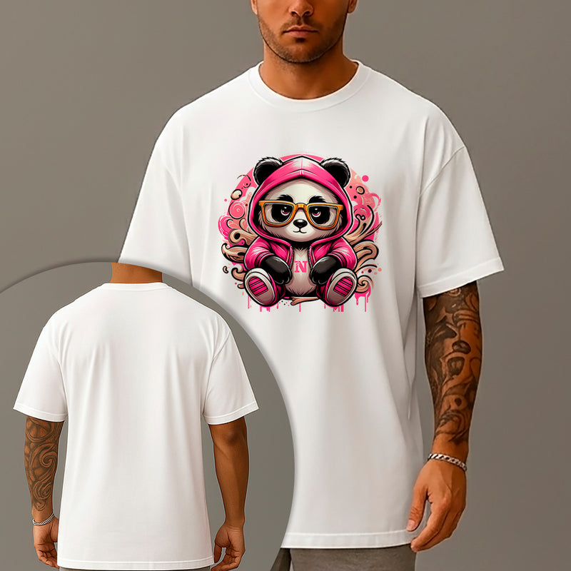 Camiseta Oversized Estampada Panda Bolado Algodão Premium Fio 30.1 Penteado Nexstar