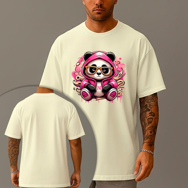 Camiseta Oversized Estampada Panda Bolado Algodão Premium Fio 30.1 Penteado Nexstar
