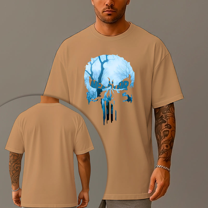 Camiseta Oversized Estampada Cemetery Skull Algodão Premium Fio 30.1 Penteado Nexstar