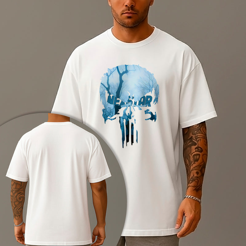 Camiseta Oversized Estampada Cemetery Skull Algodão Premium Fio 30.1 Penteado Nexstar