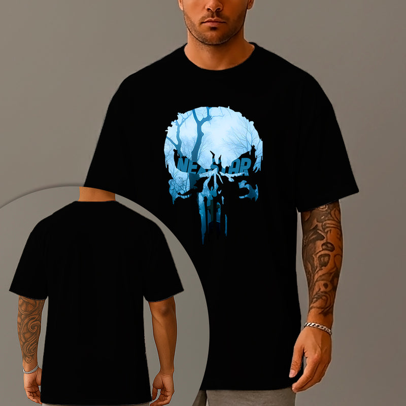 Camiseta Oversized Estampada Cemetery Skull Algodão Premium Fio 30.1 Penteado Nexstar