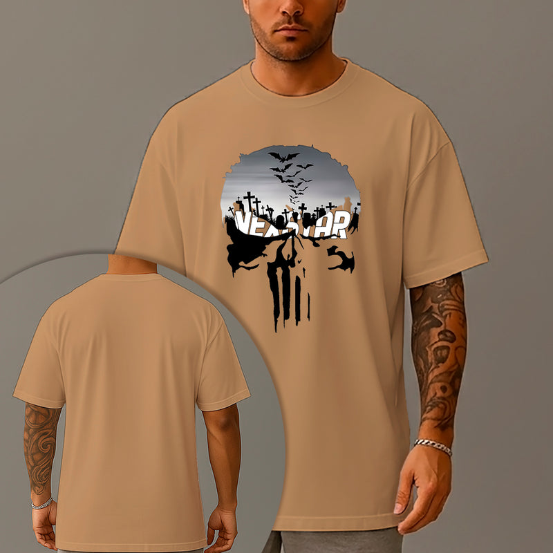 Camiseta Oversized Estampada Bat Skull Algodão Premium Fio 30.1 Penteado Nexstar