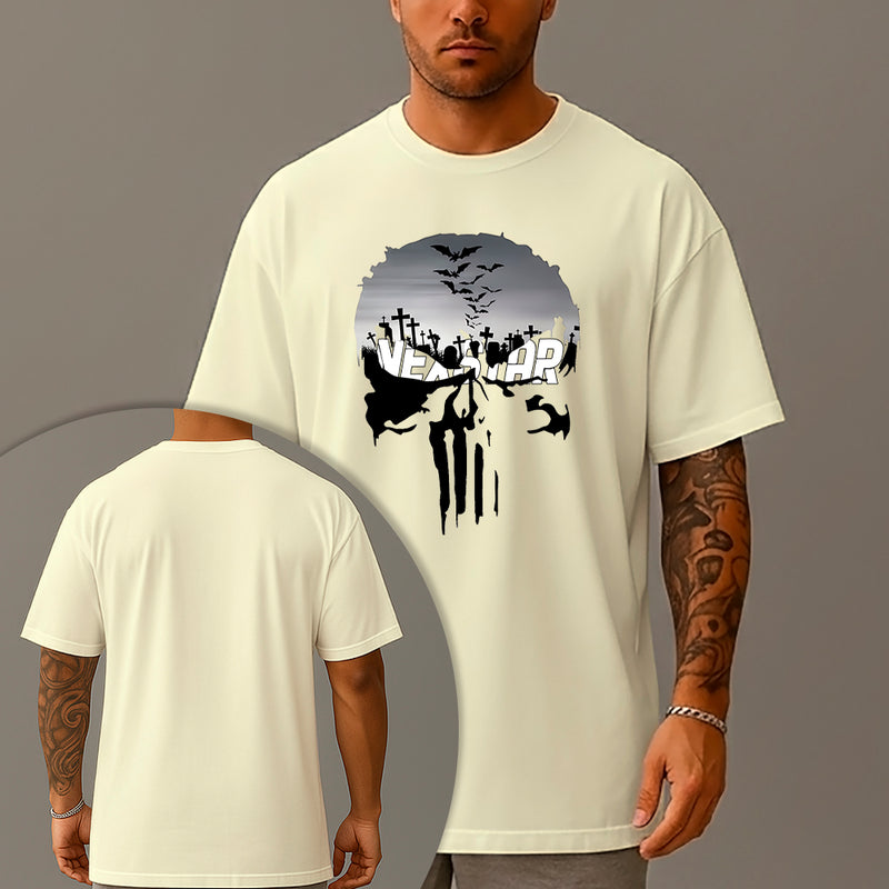 Camiseta Oversized Estampada Bat Skull Algodão Premium Fio 30.1 Penteado Nexstar