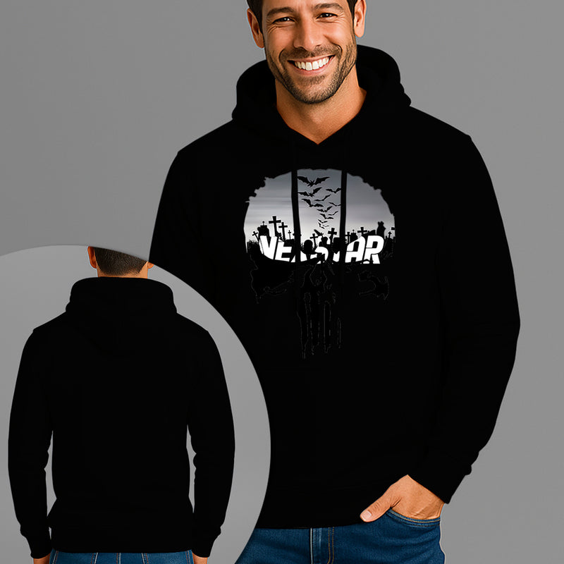 Moletom Canguru Estampado Bat Skull Flanelado Algodão 75% e 25% Poliéster Nexstar