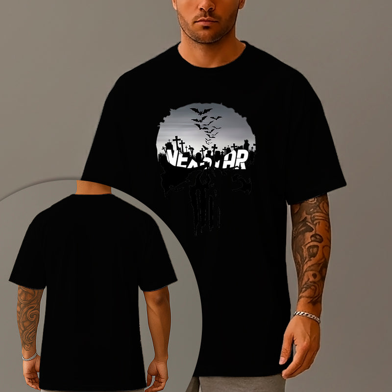 Camiseta Oversized Estampada Bat Skull Algodão Premium Fio 30.1 Penteado Nexstar