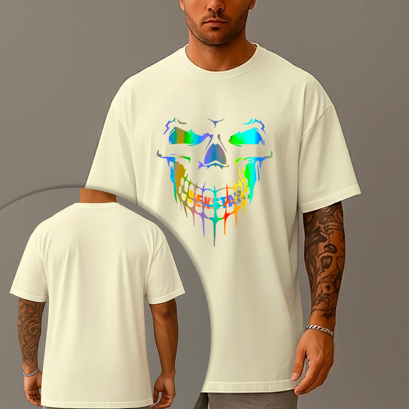 Camiseta Oversized Estampada Palhaço Holográfico Algodão Premium Fio 30.1 Penteado Nexstar