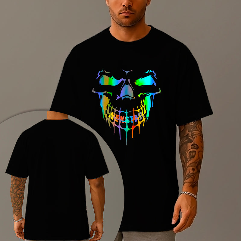 Camiseta Oversized Estampada Palhaço Holográfico Algodão Premium Fio 30.1 Penteado Nexstar