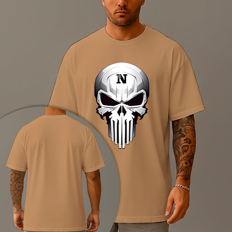 Camiseta Oversized Estampada Caveira Blindada Algodão Premium Fio 30.1 Penteado Nexstar