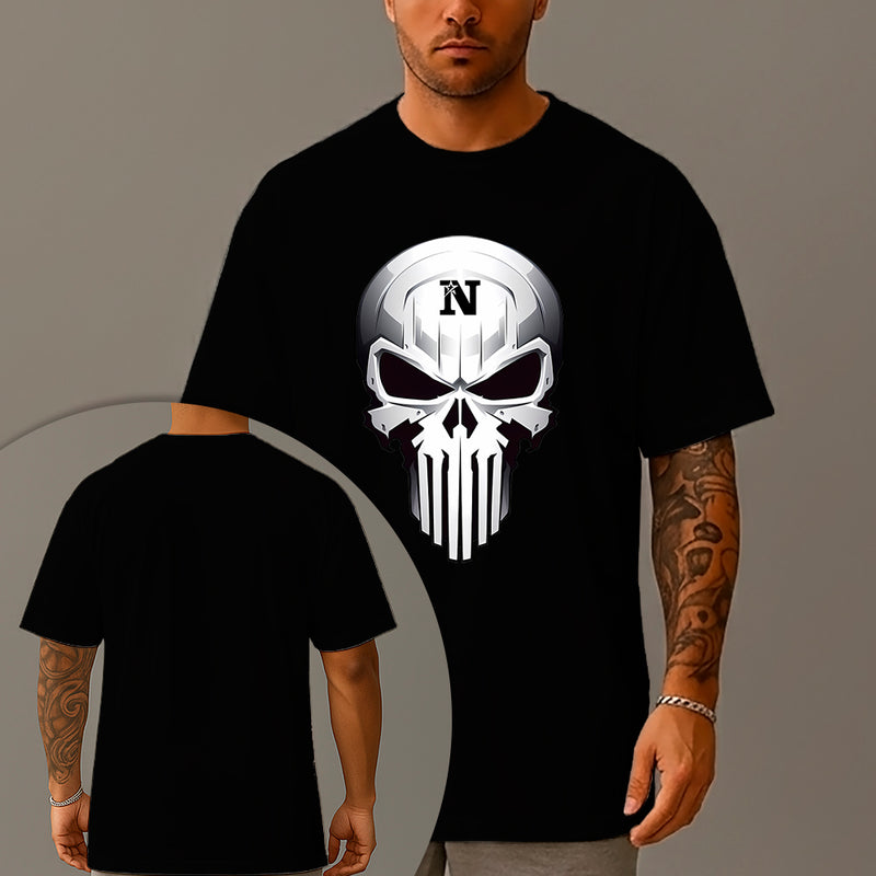 Camiseta Oversized Estampada Caveira Blindada Algodão Premium Fio 30.1 Penteado Nexstar