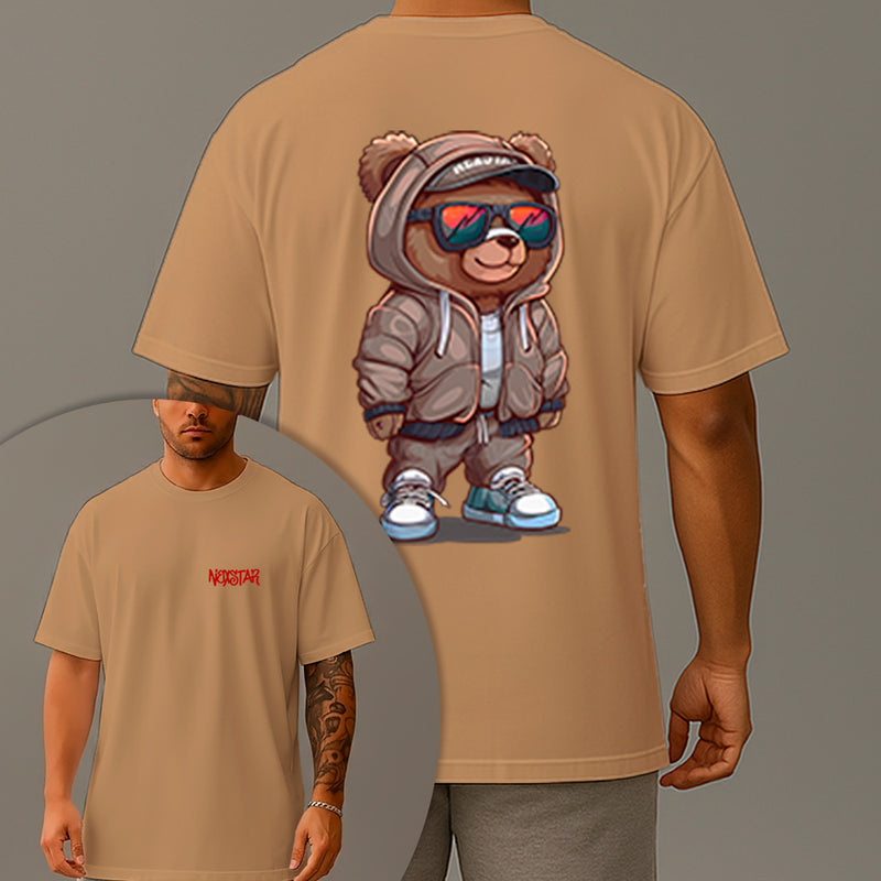 Camiseta Oversized Estampada Urso Estiloso Algodão Premium Fio 30.1 Penteado Nexstar