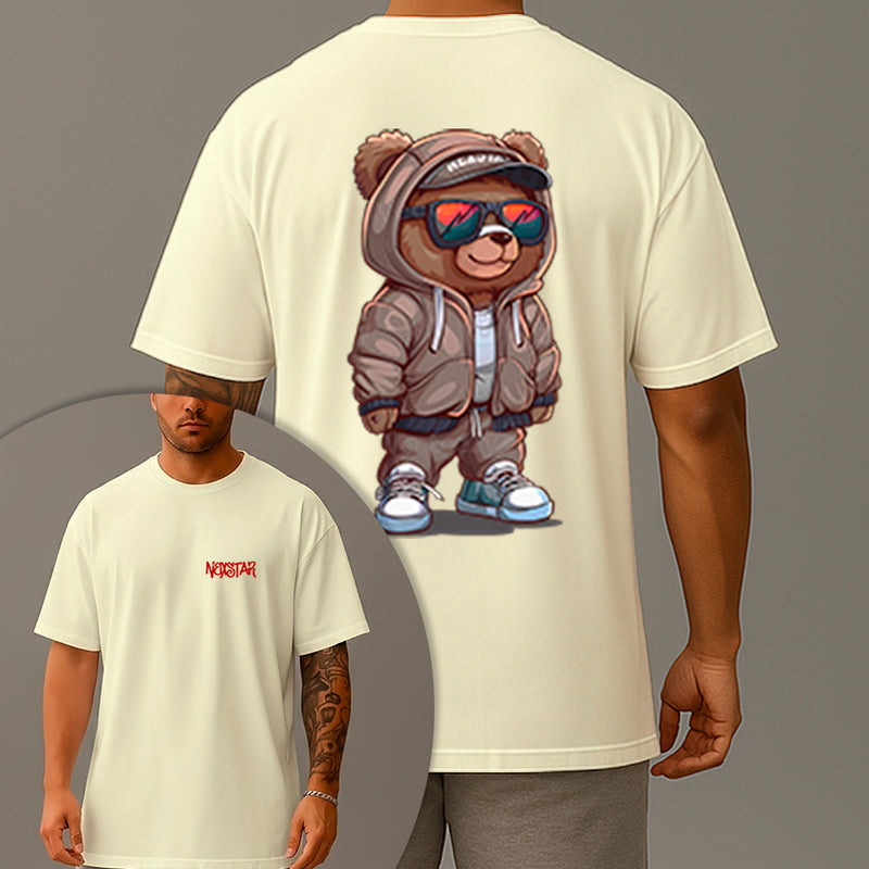 Camiseta Oversized Estampada Urso Estiloso Algodão Premium Fio 30.1 Penteado Nexstar