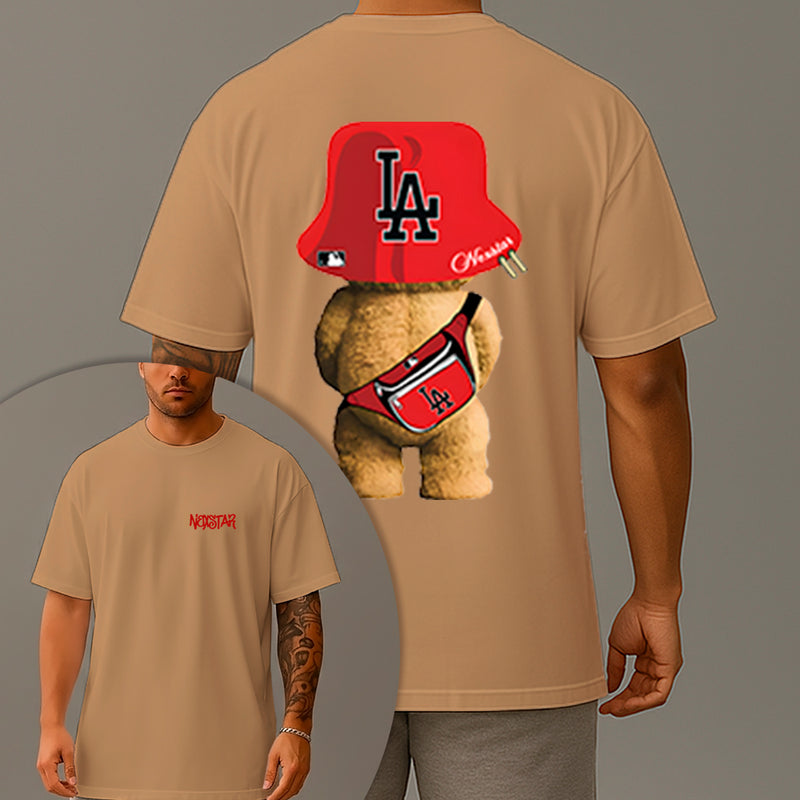 Camiseta Oversized Estampada Ursinho LA Algodão Premium Fio 30.1 Penteado Nexstar