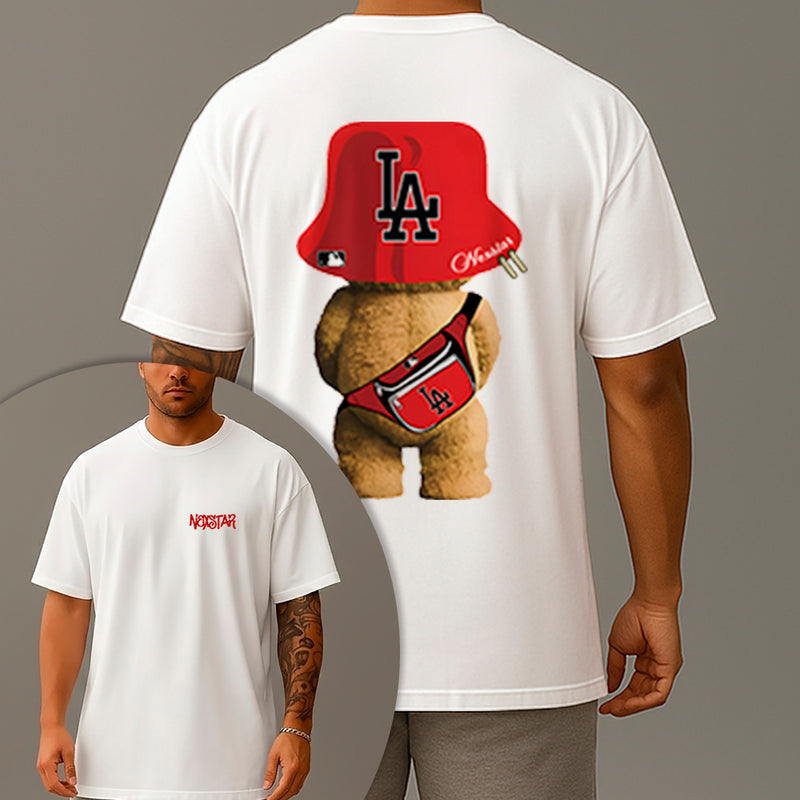 Camiseta Oversized Estampada Ursinho LA Algodão Premium Fio 30.1 Penteado Nexstar