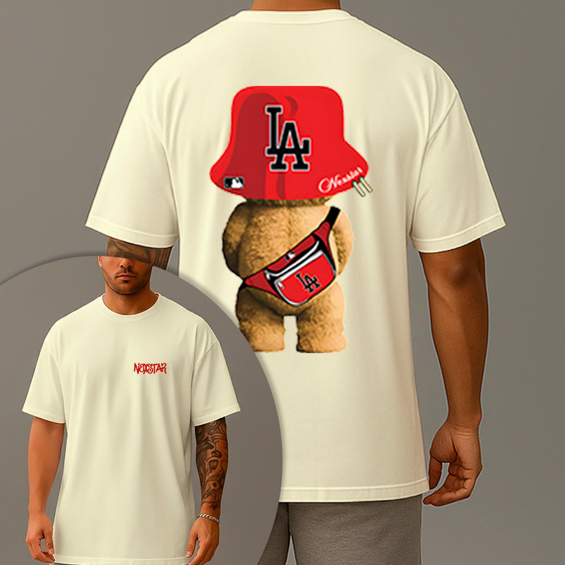 Camiseta Oversized Estampada Ursinho LA Algodão Premium Fio 30.1 Penteado Nexstar