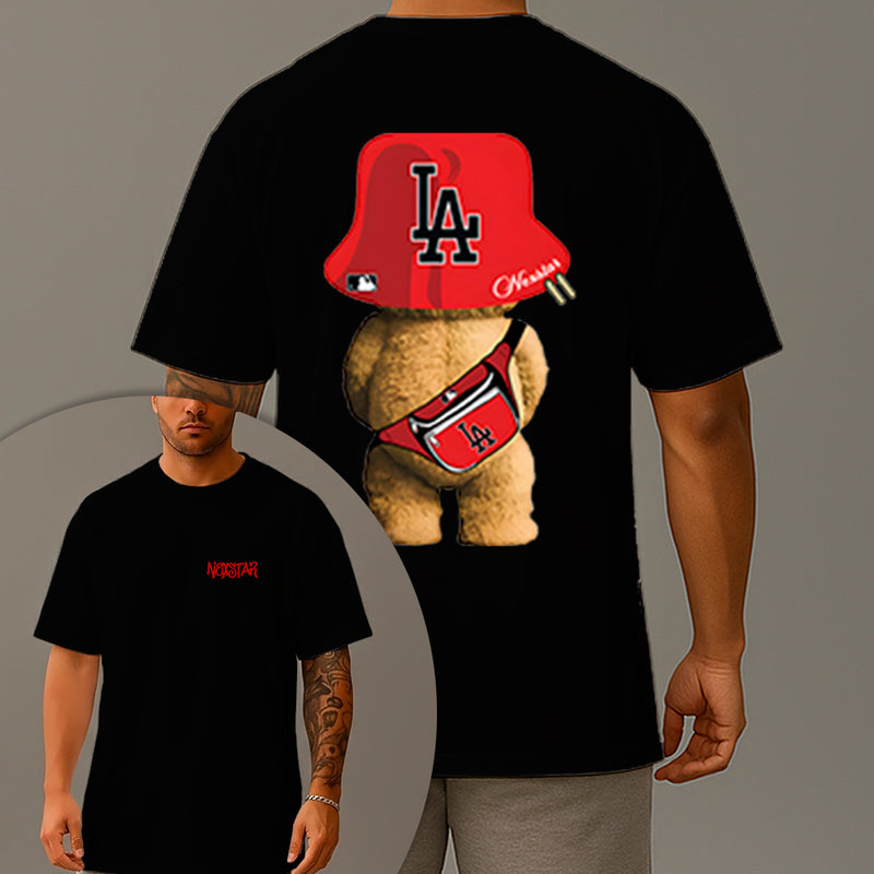 Camiseta Oversized Estampada Ursinho LA Algodão Premium Fio 30.1 Penteado Nexstar