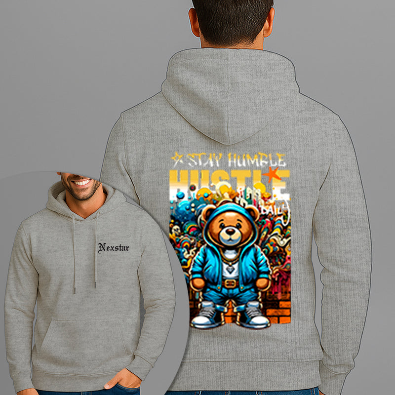 Moletom Canguru Estampado Urso Hustle Flanelado Algodão 75% e 25% Poliéster Nexstar