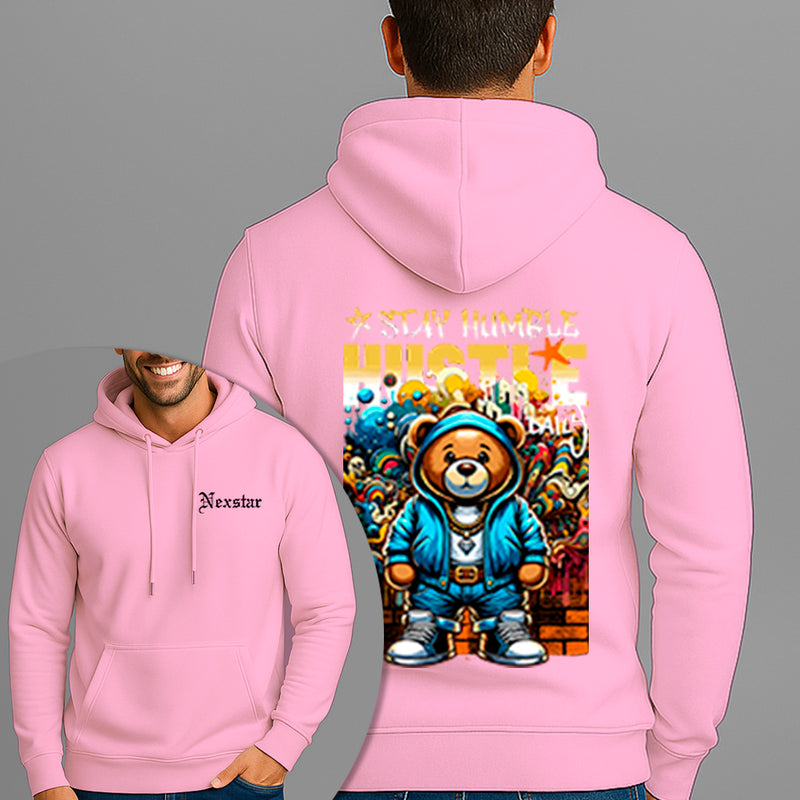 Moletom Canguru Estampado Urso Hustle Flanelado Algodão 75% e 25% Poliéster Nexstar