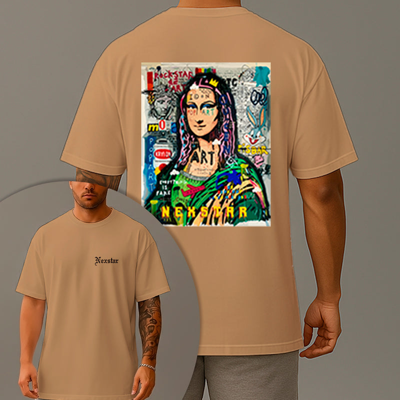 Camiseta Oversized Estampada Monalisa Mona Nex Algodão Premium Fio 30.1 Penteado Nexstar