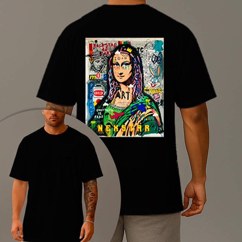 Camiseta Oversized Estampada Monalisa Mona Nex Algodão Premium Fio 30.1 Penteado Nexstar