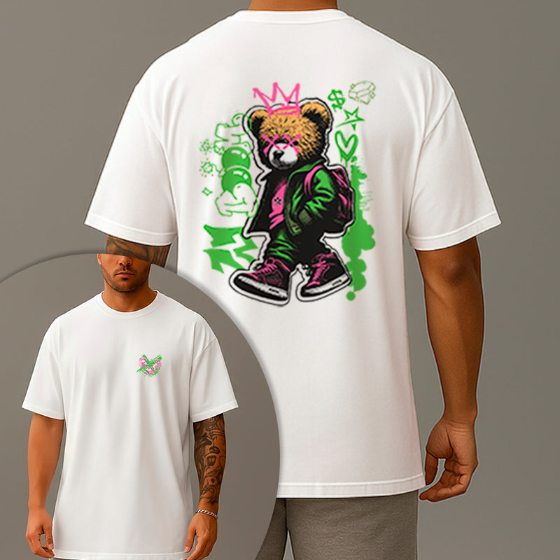 Camiseta Oversized Estampada Urso Bag Algodão Premium Fio 30.1 Penteado Nexstar