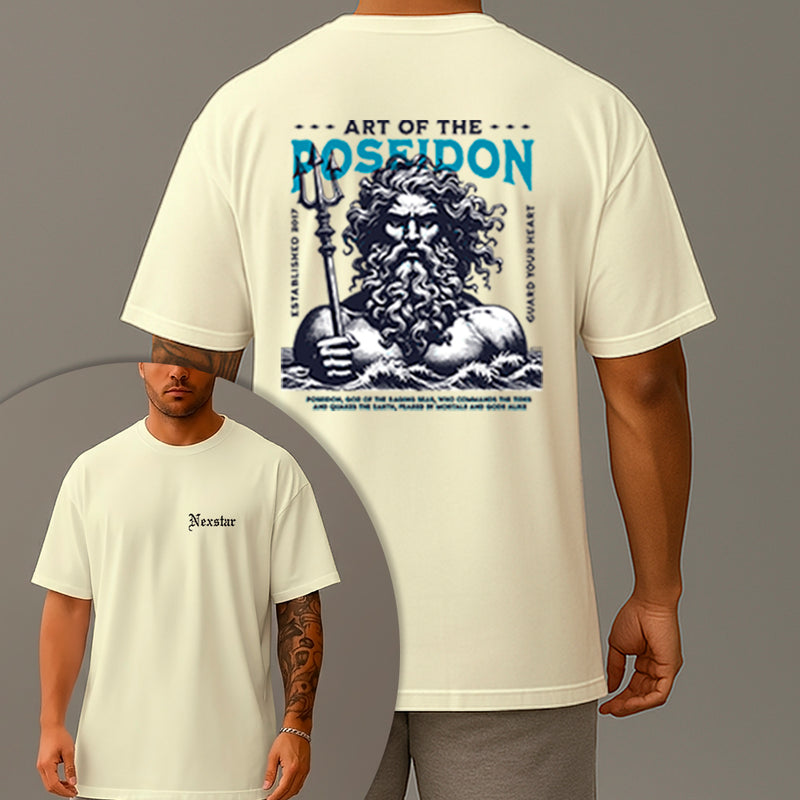 Camiseta Oversized Estampada Poseidon Algodão Premium Fio 30.1 Penteado Nexstar