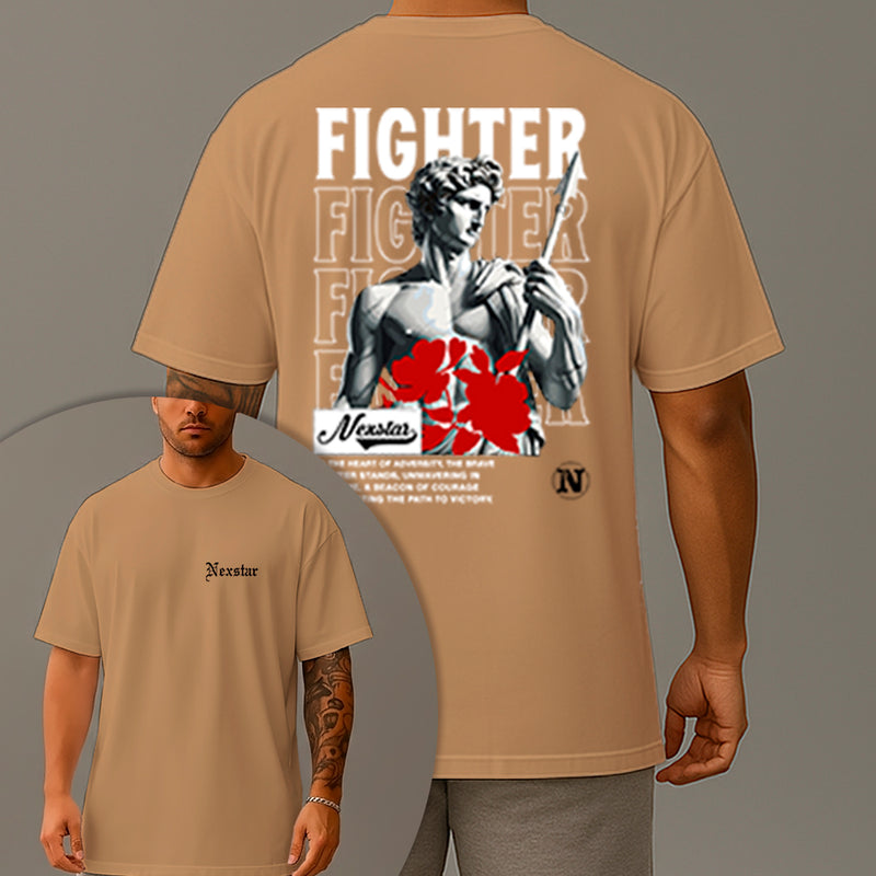 Camiseta Oversized Estampada Fighter Algodão Premium Fio 30.1 Penteado Nexstar