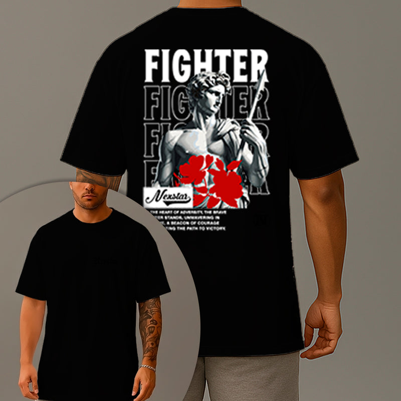 Camiseta Oversized Estampada Fighter Algodão Premium Fio 30.1 Penteado Nexstar