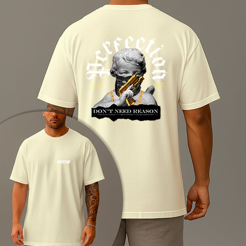 Camiseta Oversized Estampada Anjo Perfection Bolado Algodão Premium Fio 30.1 Penteado Nexstar