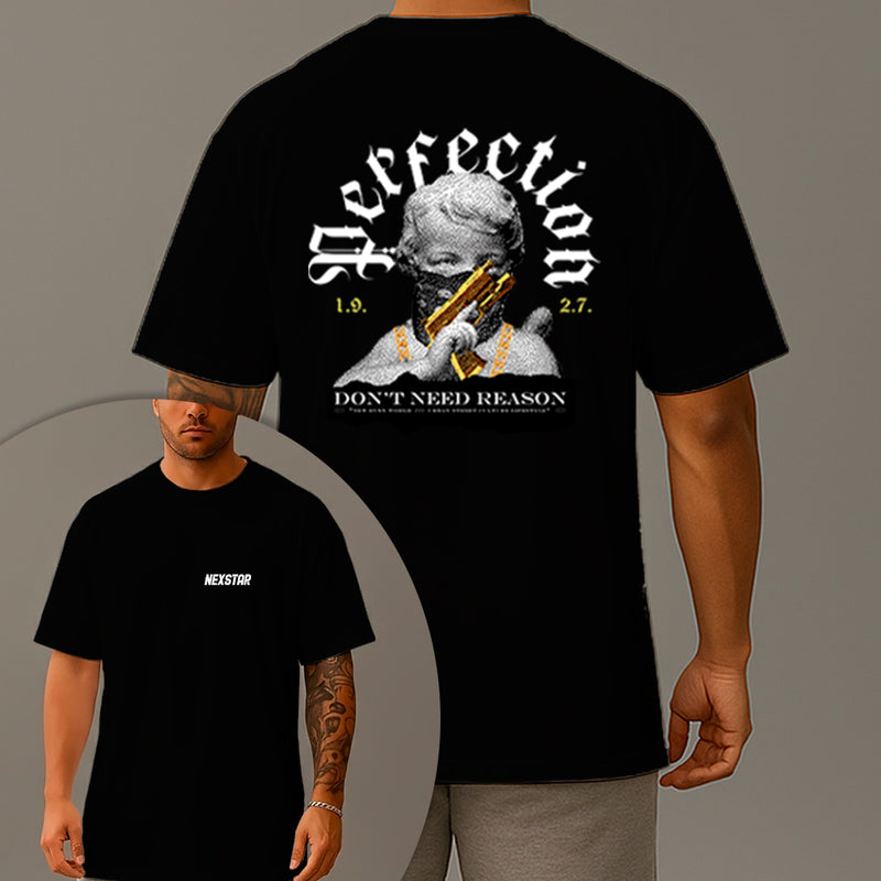 Camiseta Oversized Estampada Anjo Perfection Bolado Algodão Premium Fio 30.1 Penteado Nexstar