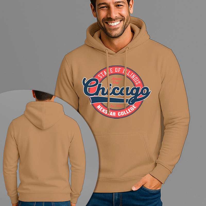 Moletom Canguru Estampado Chicago College Flanelado Algodão 75% e 25% Poliéster Nexstar