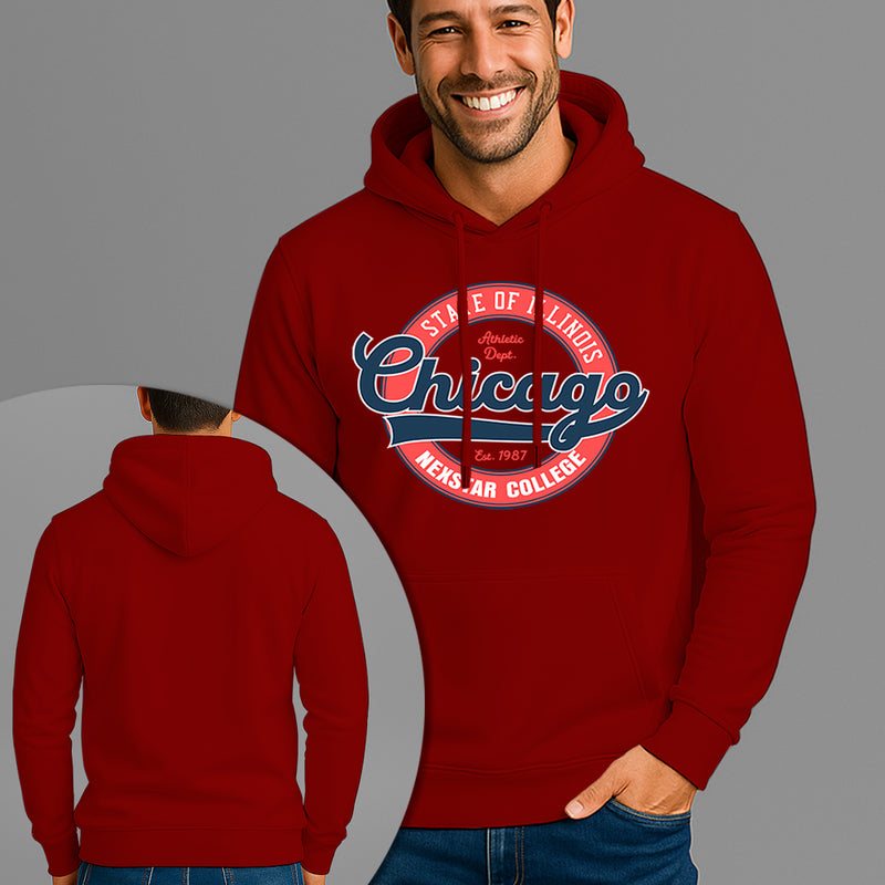 Moletom Canguru Estampado Chicago College Flanelado Algodão 75% e 25% Poliéster Nexstar