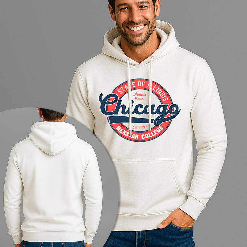 Moletom Canguru Estampado Chicago College Flanelado Algodão 75% e 25% Poliéster Nexstar