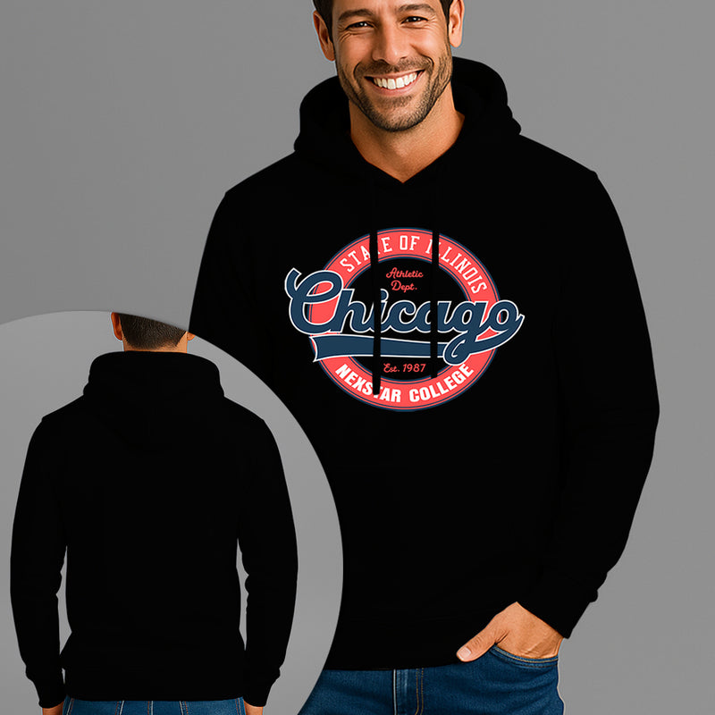 Moletom Canguru Estampado Chicago College Flanelado Algodão 75% e 25% Poliéster Nexstar