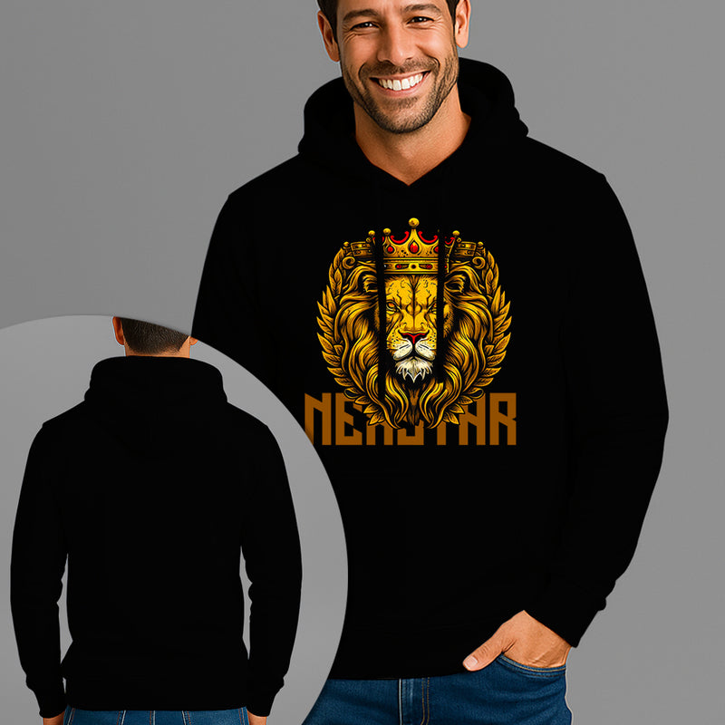 Moletom Canguru Estampado Leão Rei Flanelado Algodão 75% e 25% Poliéster Nexstar