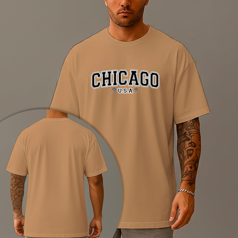 Camiseta Oversized Estampada Chicago Usa Algodão Premium Fio 30.1 Penteado Nexstar