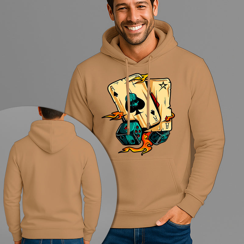 Moletom Canguru Estampado Sorte Nas Cartas Flanelado Algodão 75% e 25% Poliéster Nexstar