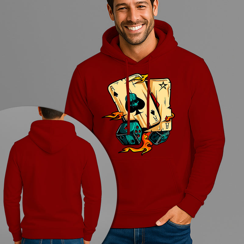 Moletom Canguru Estampado Sorte Nas Cartas Flanelado Algodão 75% e 25% Poliéster Nexstar