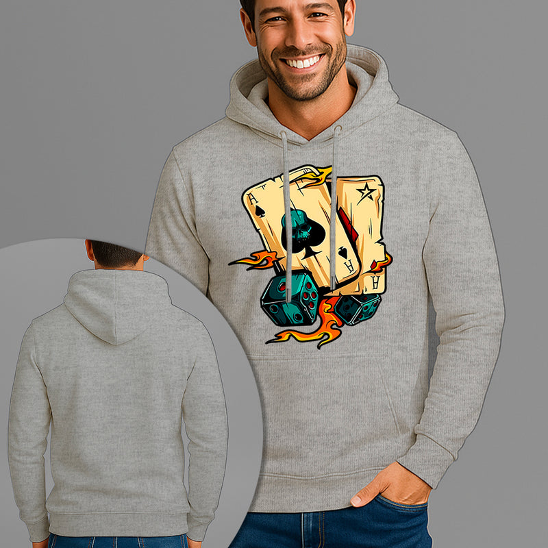 Moletom Canguru Estampado Sorte Nas Cartas Flanelado Algodão 75% e 25% Poliéster Nexstar