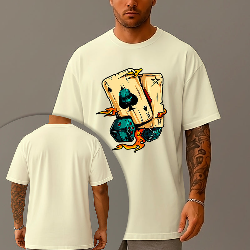 Camiseta Oversized Estampada Sorte Nas Cartas Algodão Premium Fio 30.1 Penteado Nexstar
