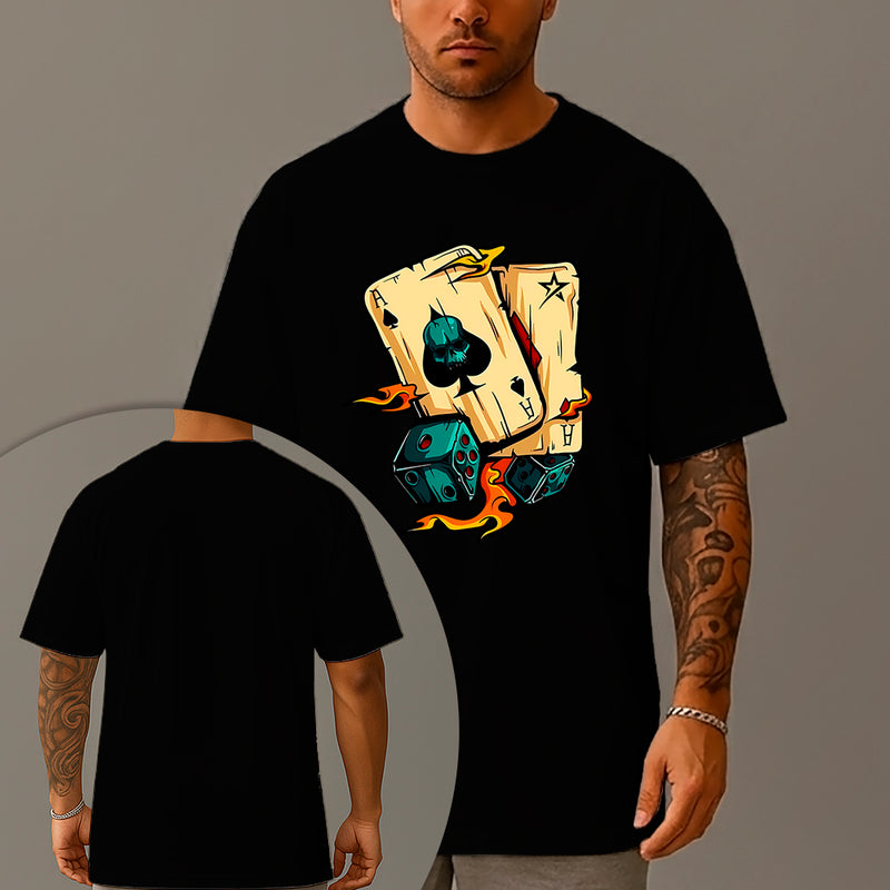 Camiseta Oversized Estampada Sorte Nas Cartas Algodão Premium Fio 30.1 Penteado Nexstar