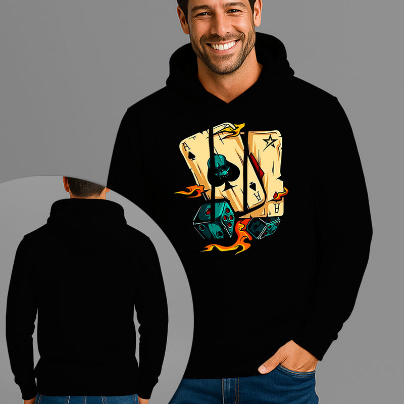 Moletom Canguru Estampado Sorte Nas Cartas Flanelado Algodão 75% e 25% Poliéster Nexstar