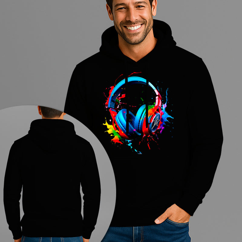 Moletom Canguru Estampado Headset Colors Flanelado Algodão 75% e 25% Poliéster Nexstar