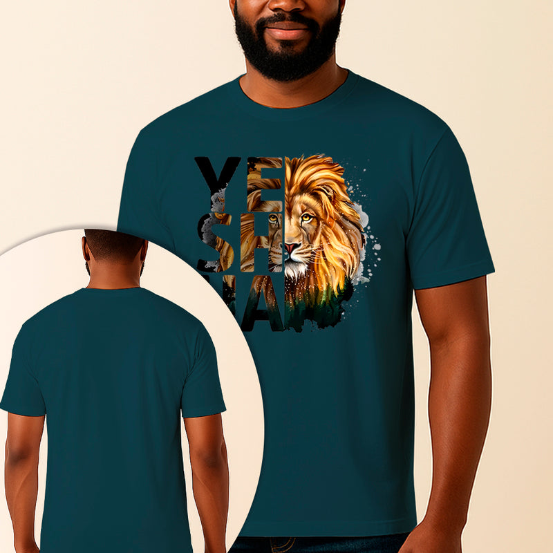 Camiseta Estampada Yeshua Leão 100% Algodão Premium Fio 30.1 Penteado Vest Sagrada