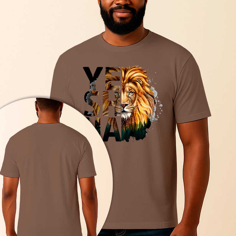 Camiseta Estampada Yeshua Leão 100% Algodão Premium Fio 30.1 Penteado Vest Sagrada