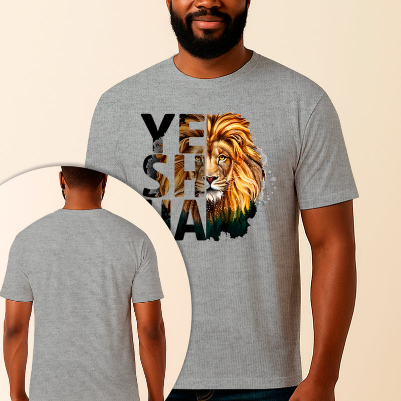 Camiseta Estampada Yeshua Leão 100% Algodão Premium Fio 30.1 Penteado Vest Sagrada