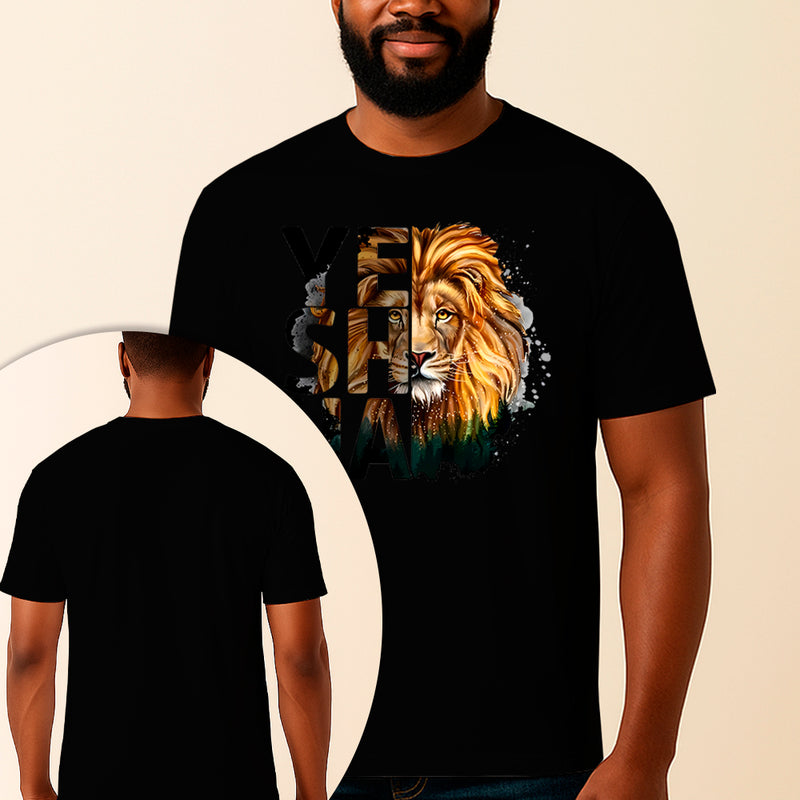 Camiseta Estampada Yeshua Leão 100% Algodão Premium Fio 30.1 Penteado Vest Sagrada
