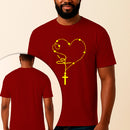 Camiseta Estampada Rosário Fé 100% Algodão Premium Fio 30.1 Penteado Vest Sagrada